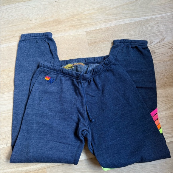 Aviator Nation Dark Gray Joggers with Rainbow Stripes - Picture 4 of 7